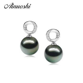 AINUOSHI Natural South Sea Black Tahiti Pearl 9.5-10mm Round Pearl Stud Earrings 925 Sterling Silver Women Stud Earrings Jewelry
AINUOSHI Natural South Sea Black Tahiti Pearl 9.5-10mm Round Pearl Stud Earrings 925 Sterling Silver Women Stud Earrings Jewelry