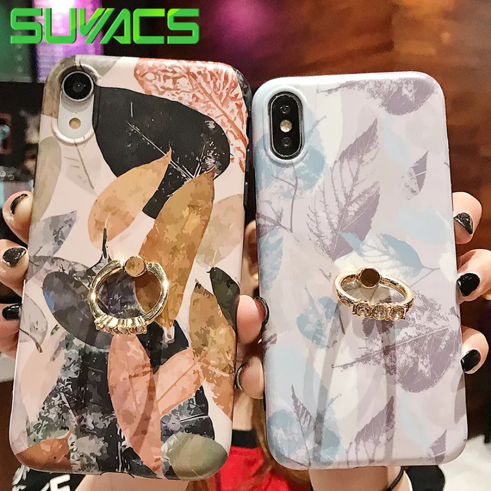 SUYACS With Finger Ring Kickstand Retro Leaves Pattern IMD Soft Case For iPhone XS MAX XR X 6 6S 7 8 Plus Phone Cases Coque
SUYACS With Finger Ring Kickstand Retro Leaves Pattern IMD Soft Case For iPhone XS MAX XR X 6 6S 7 8 Plus Phone Cases Coque