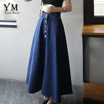 YuooMuoo 2018 Summer Jeans Button Skirts Casual Women Vintage Solid Blue High Waist Empire A-Line Long Ankle-Length Denim Skirt
YuooMuoo 2018 Summer Jeans Button Skirts Casual Women Vintage Solid Blue High Waist Empire A-Line Long Ankle-Length Denim Skirt