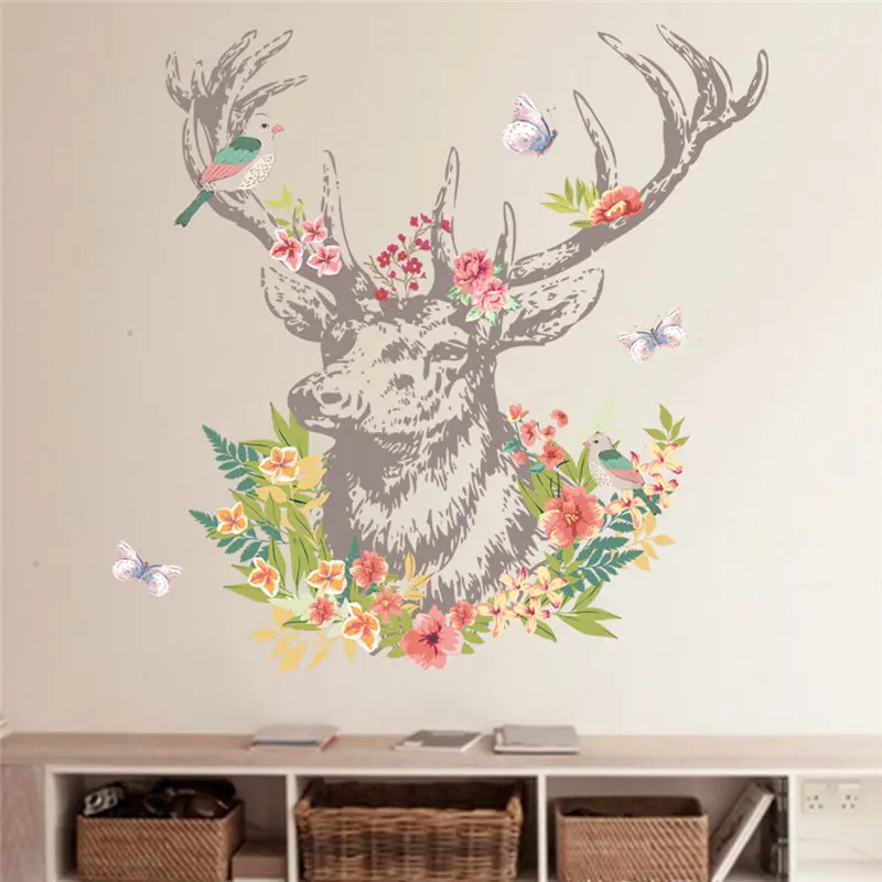 Creative Elk Head Flowers Wall Stickers Living Room Bedroom Decoration Animal Mural Ar Diy Scenery Home Decals
Creative Elk Head Flowers Wall Stickers Living Room Bedroom Decoration Animal Mural Ar Diy Scenery Home Decals