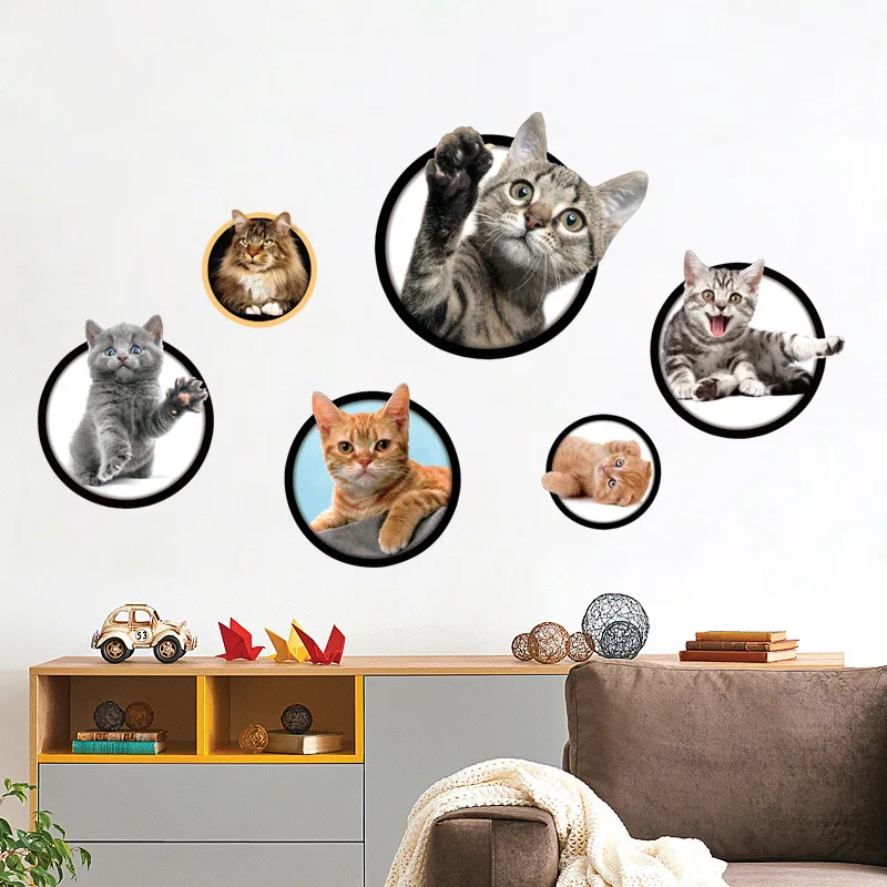 3d kitten наклейки на стену в раме домашний декор Детская комната Декор школа diy