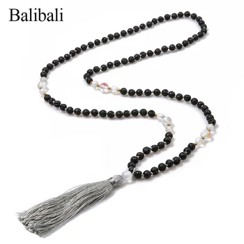 Balibali Classic Gray Tassel Necklace Men Black Lava Stone Mala Beads Necklaces Long Meditation Handmade Jewelry Femme Joyeria
Balibali Classic Gray Tassel Necklace Men Black Lava Stone Mala Beads Necklaces Long Meditation Handmade Jewelry Femme Joyeria