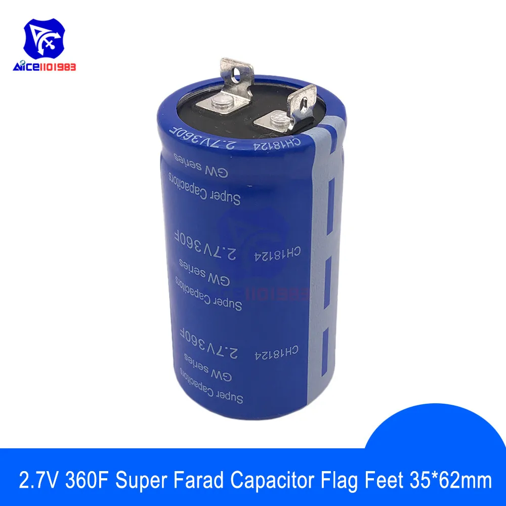 Super Farad Capacitor 2.7V 360F 35*62mm High Frequency Low ESR Flag Feet 2.7V360F Super Capacitor for Car Stereo Speaker Battery
Super Farad Capacitor 2.7V 360F 35*62mm High Frequency Low ESR Flag Feet 2.7V360F Super Capacitor for Car Stereo Speaker Battery