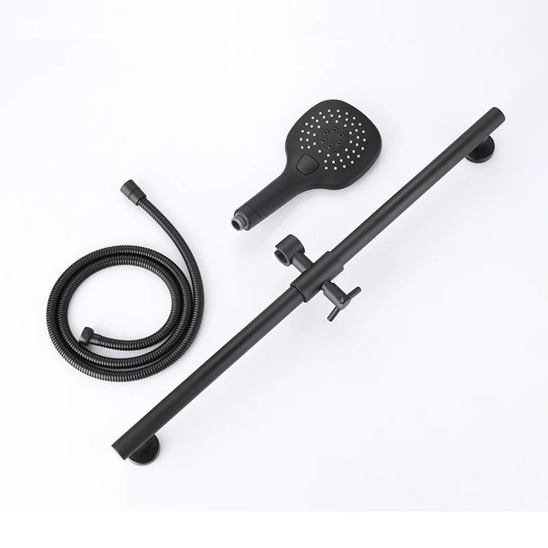 Description Picture 4 of itemMatte Black Metal SUS304 Stainless Steel strong round 3 functions ABS plastic Hand Shower Head with Adjustable Slide Bar-