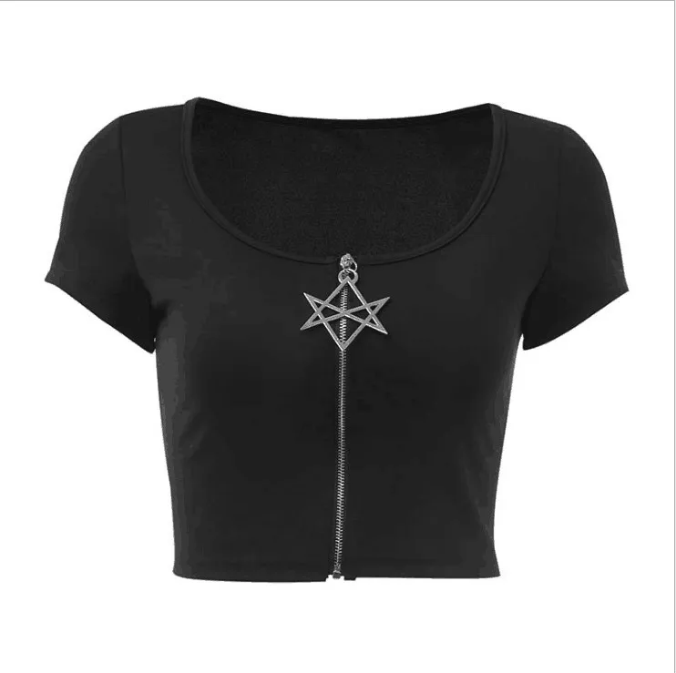 2019 Панк Лето забавная Футболка с принтом Harajuku Графический футболки для женщин