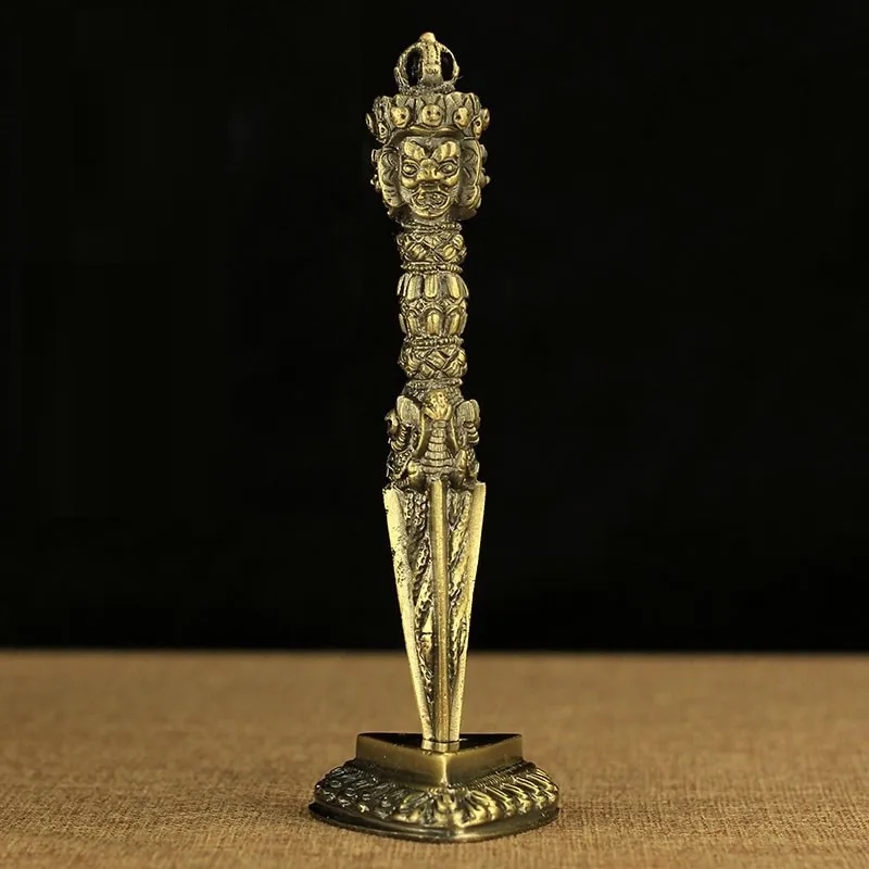 Tibetan Buddha Tantric Vajra Pestle Tantra Vajrakilaya Phurpa Alloy Coppering Buddhist With Base Do The Old About 17CM R2009
Tibetan Buddha Tantric Vajra Pestle Tantra Vajrakilaya Phurpa Alloy Coppering Buddhist With Base Do The Old About 17CM R2009