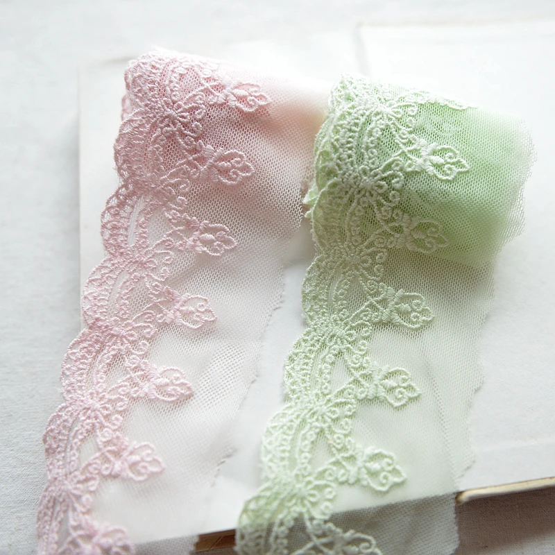 Cotton mesh embroidery Applique lace trim fabric in Pink and Green for clothing DIY 6.5cm Width -MT
Cotton mesh embroidery Applique lace trim fabric in Pink and Green for clothing DIY 6.5cm Width -MT