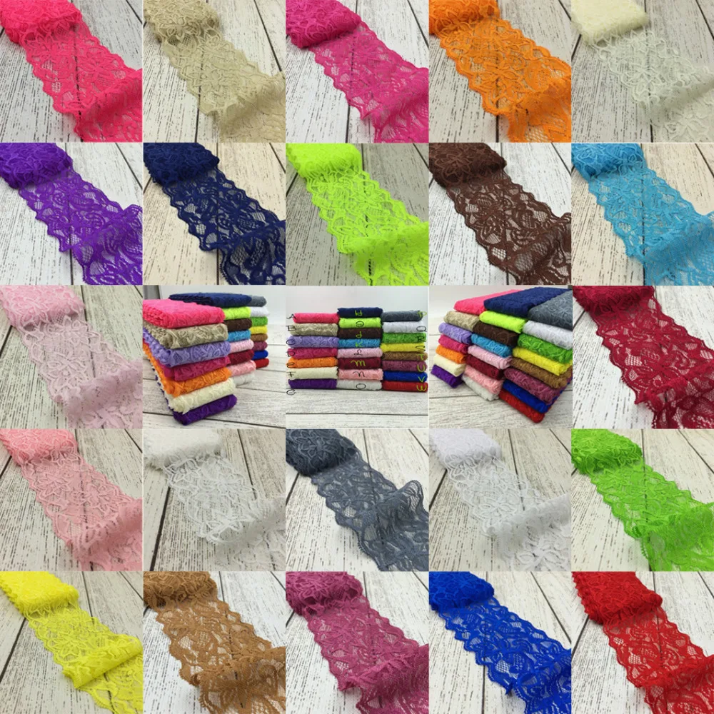 10Yards/Lot/Color Multicolors Elastic Stretch Lace Trim 8cm DIY Sewing HeadBand Accessory Soft Floral Stretch Lace Trim Ribbon
10Yards/Lot/Color Multicolors Elastic Stretch Lace Trim 8cm DIY Sewing HeadBand Accessory Soft Floral Stretch Lace Trim Ribbon