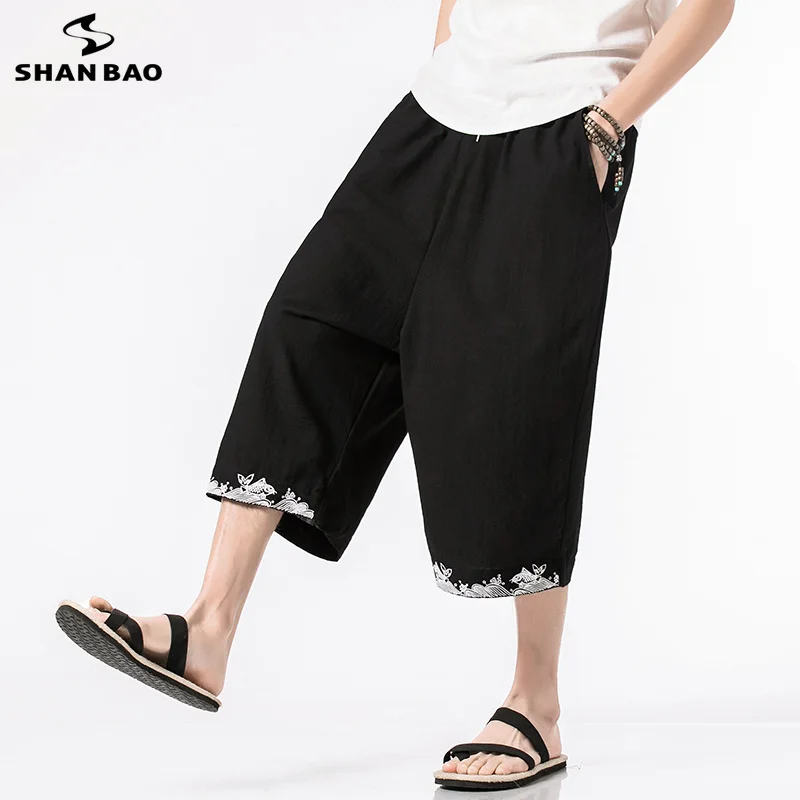 Chinese style embroidery original brand straight loose casual pants 2019 summer new cotton men's cropped trousers black gray
Chinese style embroidery original brand straight loose casual pants 2019 summer new cotton men's cropped trousers black gray