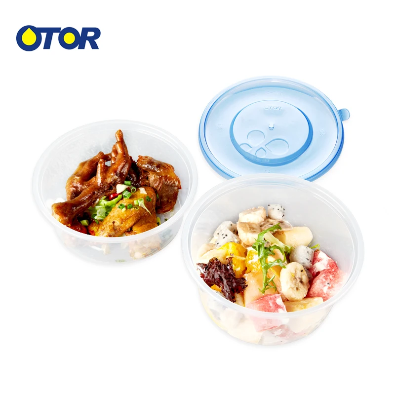 

OTOR Salad Bowl with Lid Take Away Food Container Clear Plastic Bowl Box for Fast Food Bento Microwaveable 120mm 10pcs