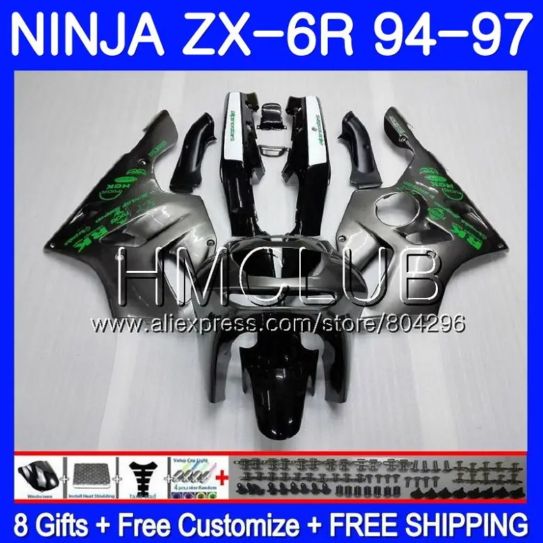 Silvery grey Bodys For KAWASAKI NINJA ZX 636 600CC ZX6R 94 95 96 97 21HM.4 ZX636 ZX-6R 94 97 ZX 6R 1994 1995 1996 1997 Fairing 
Silvery grey Bodys For KAWASAKI NINJA ZX 636 600CC ZX6R 94 95 96 97 21HM.4 ZX636 ZX-6R 94 97 ZX 6R 1994 1995 1996 1997 Fairing