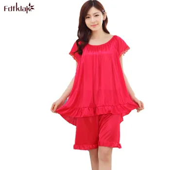 Pyjamas Women Summer O-Neck Silk Nightwear Women's Tracksuits Cute Pajama Sets Silk Pijama Sleepwear Black/Red Q103
Pyjamas Women Summer O-Neck Silk Nightwear Women's Tracksuits Cute Pajama Sets Silk Pijama Sleepwear Black/Red Q103