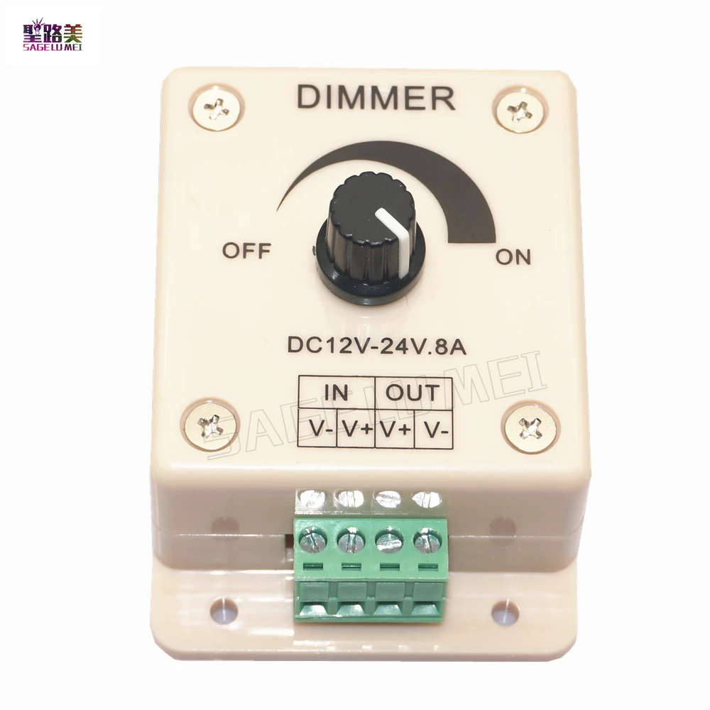 Оптовая продажа 1 шт. DC12V-24V 8A 1-канальный светодиодный вращающийся Диммер яркая