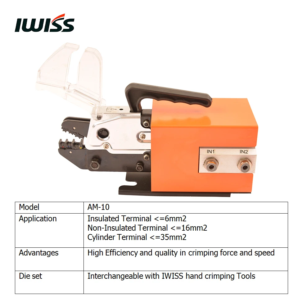 IWISS Pneumatic Terminal Crimping Tools AM-10 AM6-4 AM6-6 Terminal Crimper Machine
IWISS Pneumatic Terminal Crimping Tools AM-10 AM6-4 AM6-6 Terminal Crimper Machine