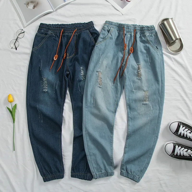 Jeans Men's 2019 New Hip Hop Hole Men's Nine Points Jeans Personality Male Casual Harem Pants Elastic Waist Dropshipping NZK09
Jeans Men's 2019 New Hip Hop Hole Men's Nine Points Jeans Personality Male Casual Harem Pants Elastic Waist Dropshipping NZK09
