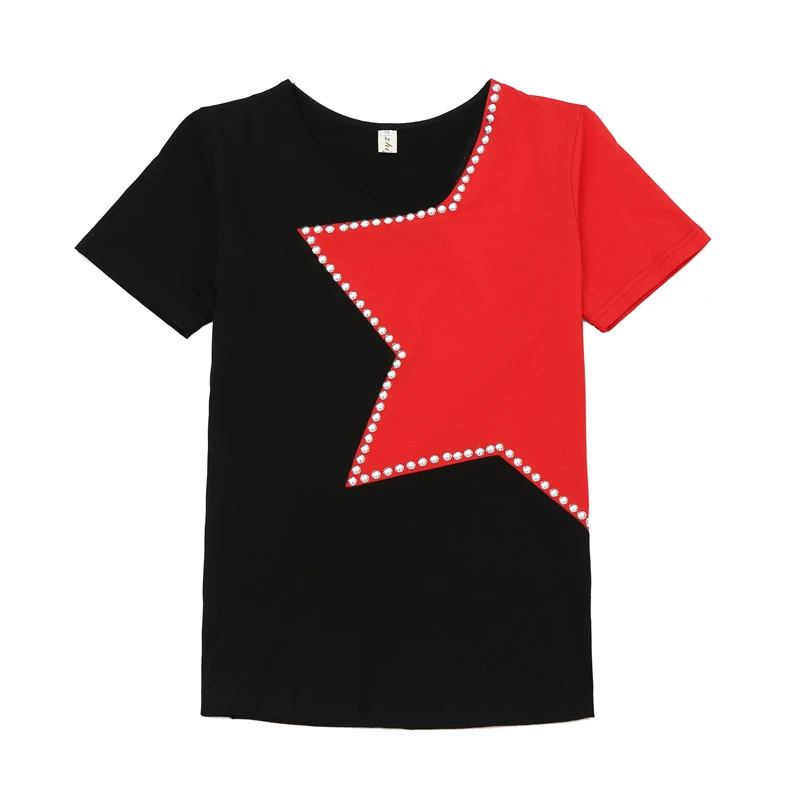 Diamond Punk Rock T-Shirts Summer woman Short Sleeve Rhinestone pentagon tshirt Women Tops Female Tees Poleras De Mujer Moda 3XL
Diamond Punk Rock T-Shirts Summer woman Short Sleeve Rhinestone pentagon tshirt Women Tops Female Tees Poleras De Mujer Moda 3XL
