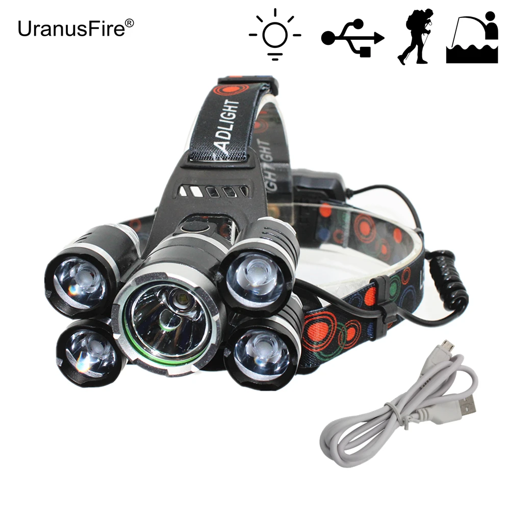 5 LED Headlight 1x T6 + 4x XPE LED USB Rechargeable Headlamp Flashlight for Outdoor Hunting Fishing Bike Light with USB Cable
5 LED Headlight 1x T6 + 4x XPE LED USB Rechargeable Headlamp Flashlight for Outdoor Hunting Fishing Bike Light with USB Cable