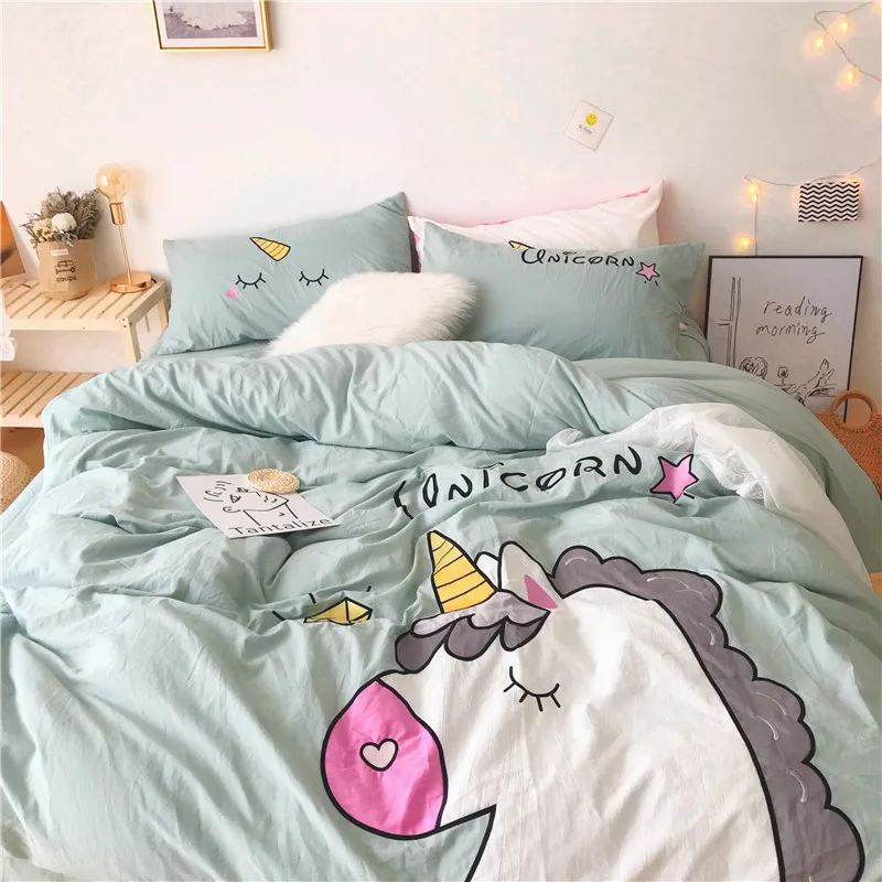 Green Pink White Yellow Lovely Cartoon Unicorn 100% Washed Cotton Bedding Duvet Cover Bed sheet/Linen Pillowcases Gift For Child
Green Pink White Yellow Lovely Cartoon Unicorn 100% Washed Cotton Bedding Duvet Cover Bed sheet/Linen Pillowcases Gift For Child