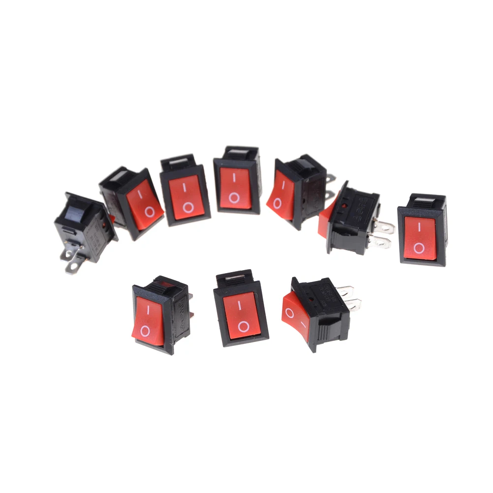 10 шт./лот красный SPST 2PIN вкл/выкл 15*21 мм G125 лодочный Кулисный Переключатель 250 в 6 А