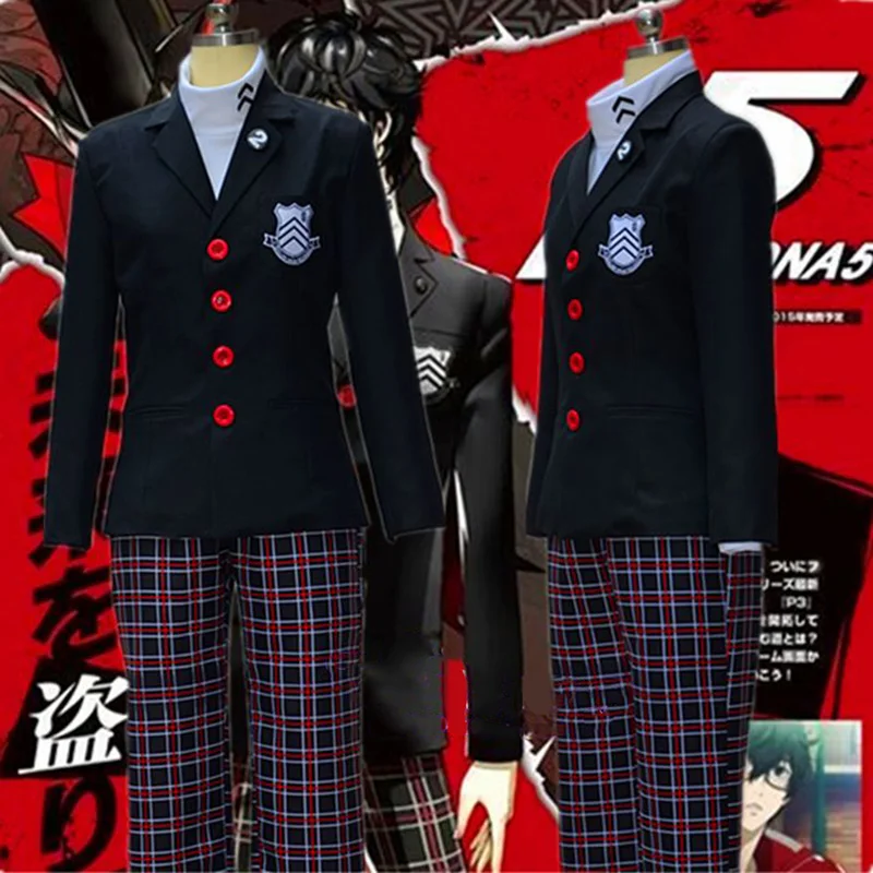 Аниме игра Persona 5 Акира Курусу Косплей Костюмы Мужчины Пальто Рен Амия куртка