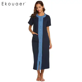 Ekouaer Women Long Nightgown Cotton Night Dress Round Neck Straight Zipper Female Sleepwear Night Gown Homewear Wear Plus Size
Ekouaer Women Long Nightgown Cotton Night Dress Round Neck Straight Zipper Female Sleepwear Night Gown Homewear Wear Plus Size