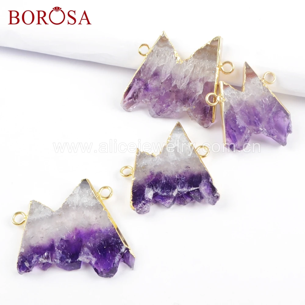 BOROSA 5PCS 24k gold Natural Amethysts Mountain Connectors Purple Crystal Double Loops Hill lady Jewelry for Necklace WX1068 
BOROSA 5PCS 24k gold Natural Amethysts Mountain Connectors Purple Crystal Double Loops Hill lady Jewelry for Necklace WX1068