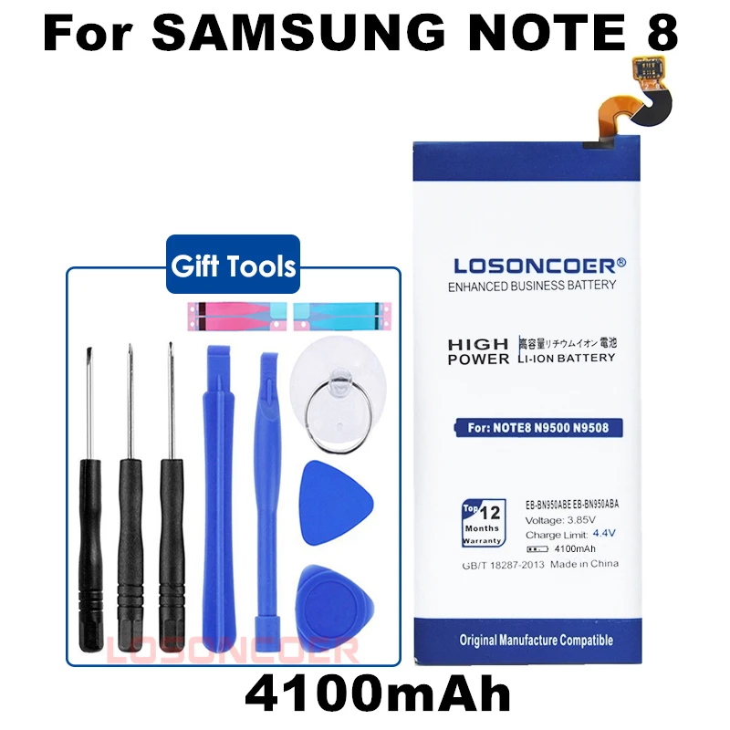 LOSONCOER 4100mAh EB-BN950ABE Battery For Samsung GALAXY Note8 Note 8 N950N N950FD N9500 N9508 N950F N950D N950J N950U N950W
LOSONCOER 4100mAh EB-BN950ABE Battery For Samsung GALAXY Note8 Note 8 N950N N950FD N9500 N9508 N950F N950D N950J N950U N950W