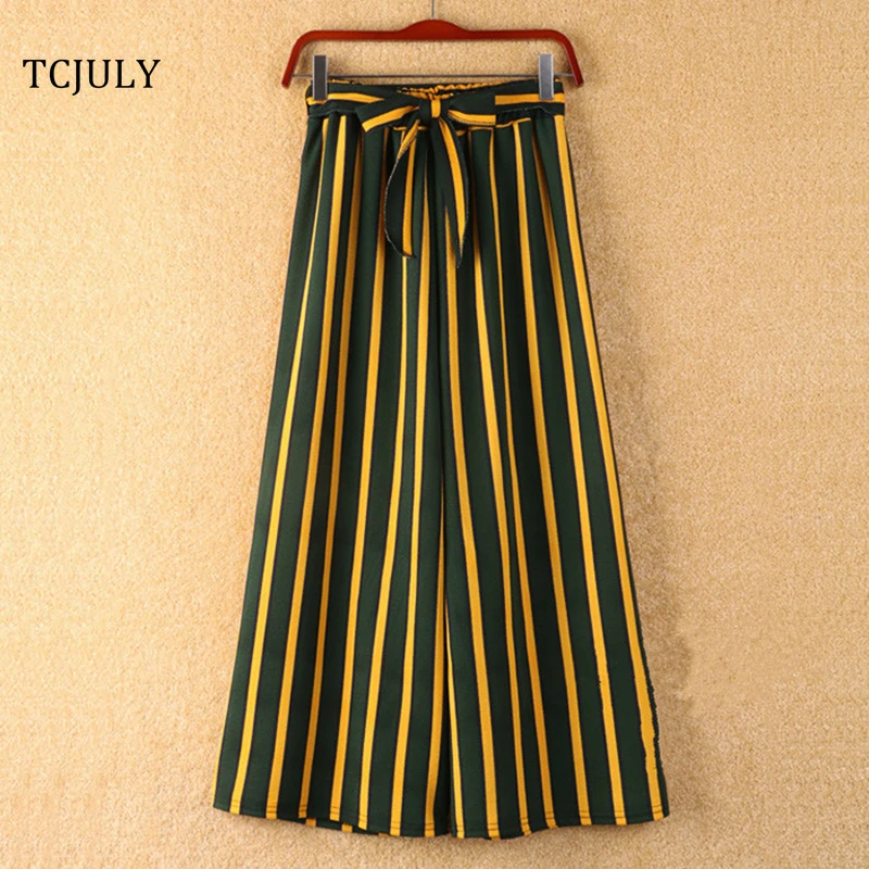 TCJULY 2019 Summer Bohemian Style Striped Wide Leg Pants Bow Ties Decorate Ankle Length Trousers Women Loose Casual Female Pants
TCJULY 2019 Summer Bohemian Style Striped Wide Leg Pants Bow Ties Decorate Ankle Length Trousers Women Loose Casual Female Pants