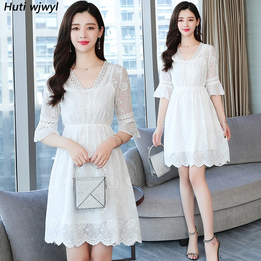 Summer New White Chiffon Lace Beach Mini Sexy Dresses 2019 Vintage Plus Size Solid Elegant Sundress Bodycon Women Party Vestidos 
Summer New White Chiffon Lace Beach Mini Sexy Dresses 2019 Vintage Plus Size Solid Elegant Sundress Bodycon Women Party Vestidos