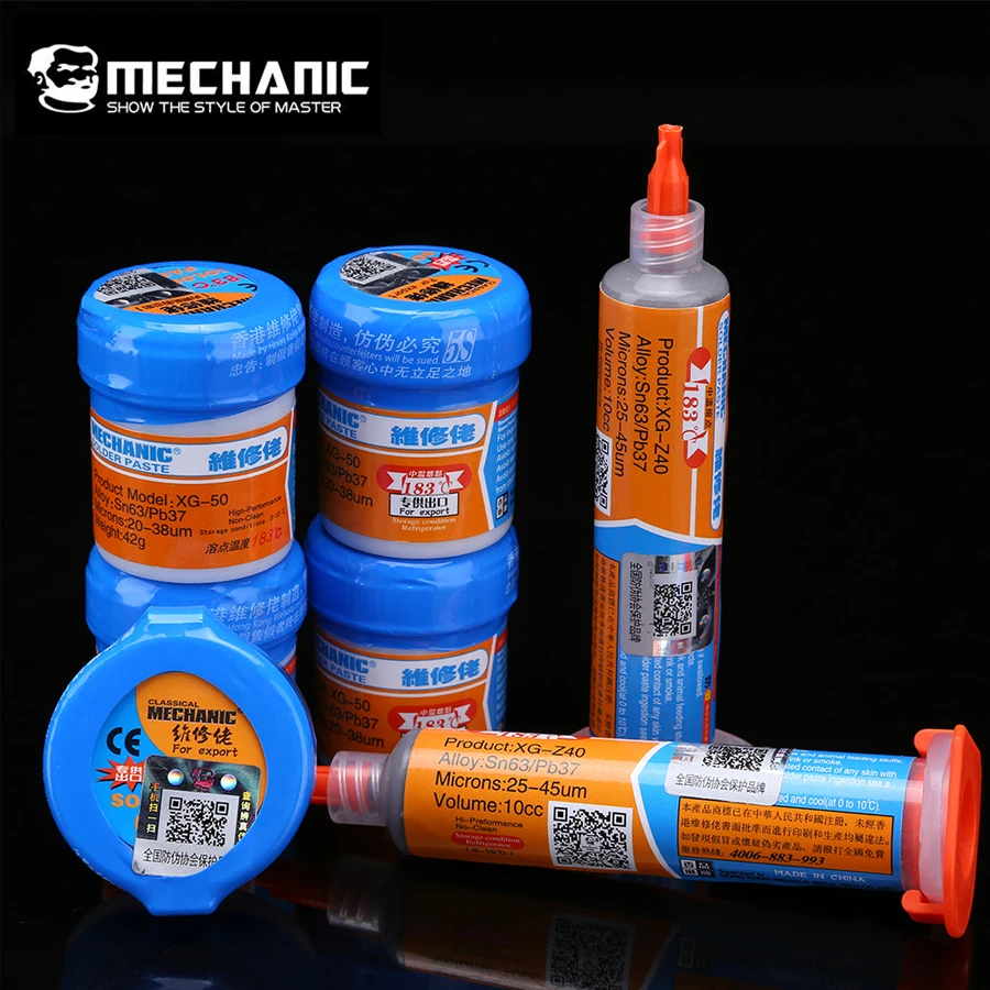 Original MECHANIC Solder Flux Paste Tin Cream SMD SMT BGA Tools Sn63/Pb37 20-28um 25-45um Welding Paste Flux for Soldering
Original MECHANIC Solder Flux Paste Tin Cream SMD SMT BGA Tools Sn63/Pb37 20-28um 25-45um Welding Paste Flux for Soldering