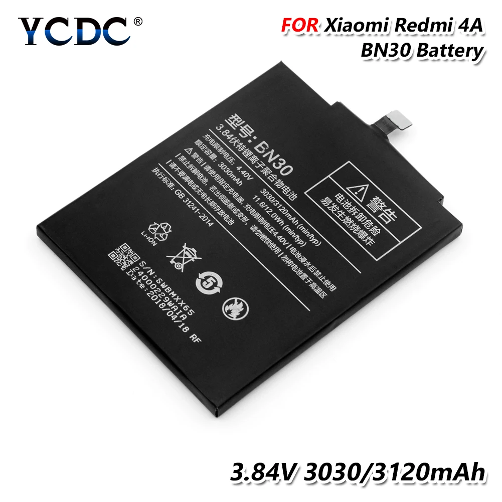 Replacement Li-ion Lithium Battery BN30 For Xiaomi Redmi 4A 3.84V 3120mAh Mobile Phone Replacement Cell Free Shipping
Replacement Li-ion Lithium Battery BN30 For Xiaomi Redmi 4A 3.84V 3120mAh Mobile Phone Replacement Cell Free Shipping