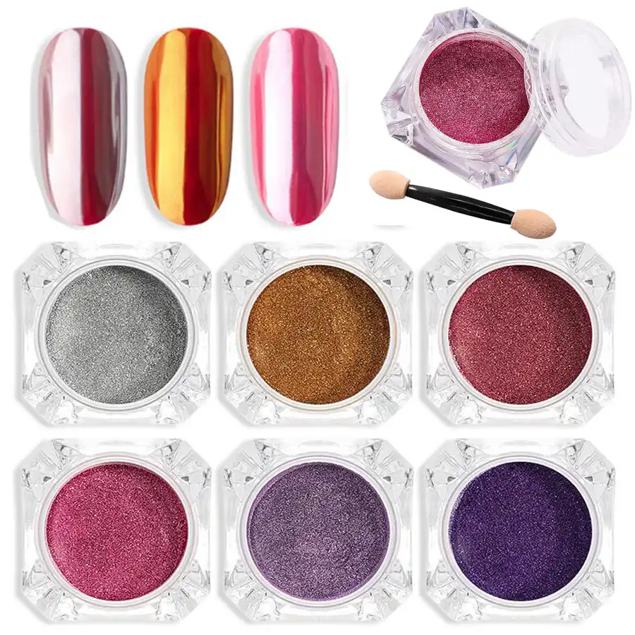 holographic velvert nail pigment dipping powder dust manicure