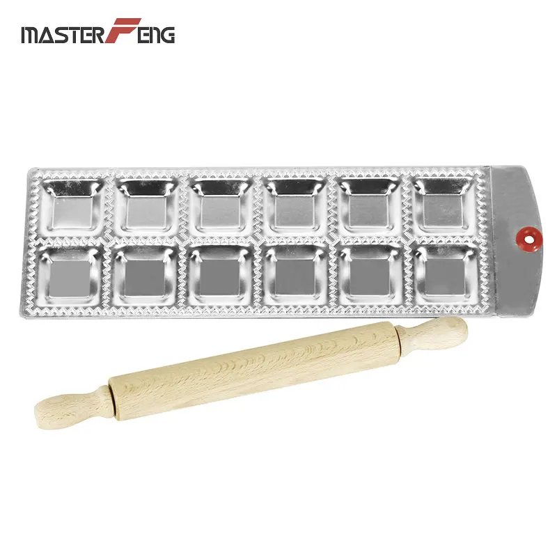 12 Square Ravioli Press Maker Dumpling Making Cutter Aluminum Ravioli Mold Tray Pasta Tool Plate with a Rolling Pin MF-12SQ
12 Square Ravioli Press Maker Dumpling Making Cutter Aluminum Ravioli Mold Tray Pasta Tool Plate with a Rolling Pin MF-12SQ