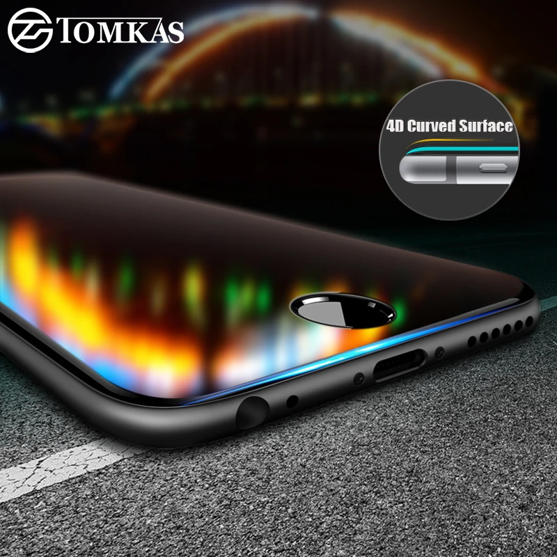 Фото Защитное стекло TOMKAS для iPhone 8 7 4D защита экрана с круглыми - купить