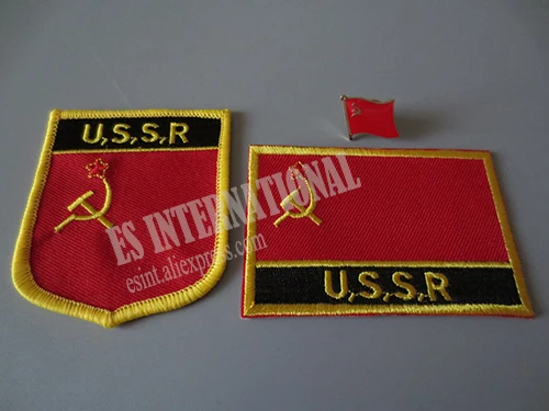 Нашивки с национальным флагом и металлическим штифты отворотом U S R российский