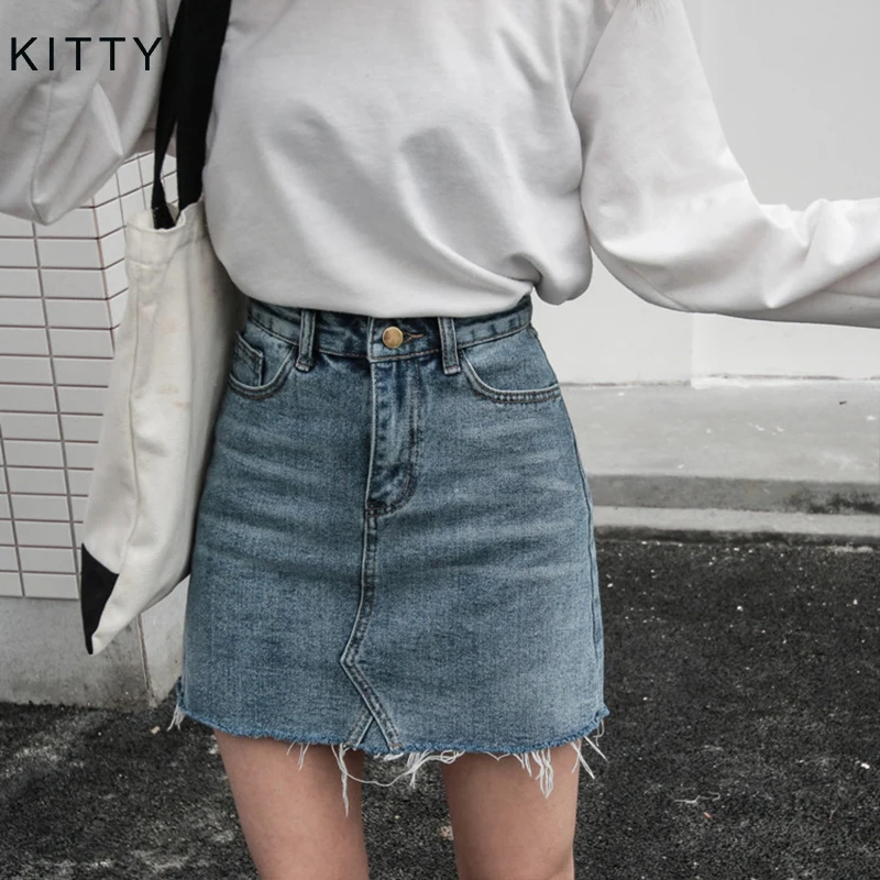 KITTY 2018 new Korean version wild chic high waist bag hip denim Skirts Hong Kong taste Harajuku female summer Skirt
KITTY 2018 new Korean version wild chic high waist bag hip denim Skirts Hong Kong taste Harajuku female summer Skirt