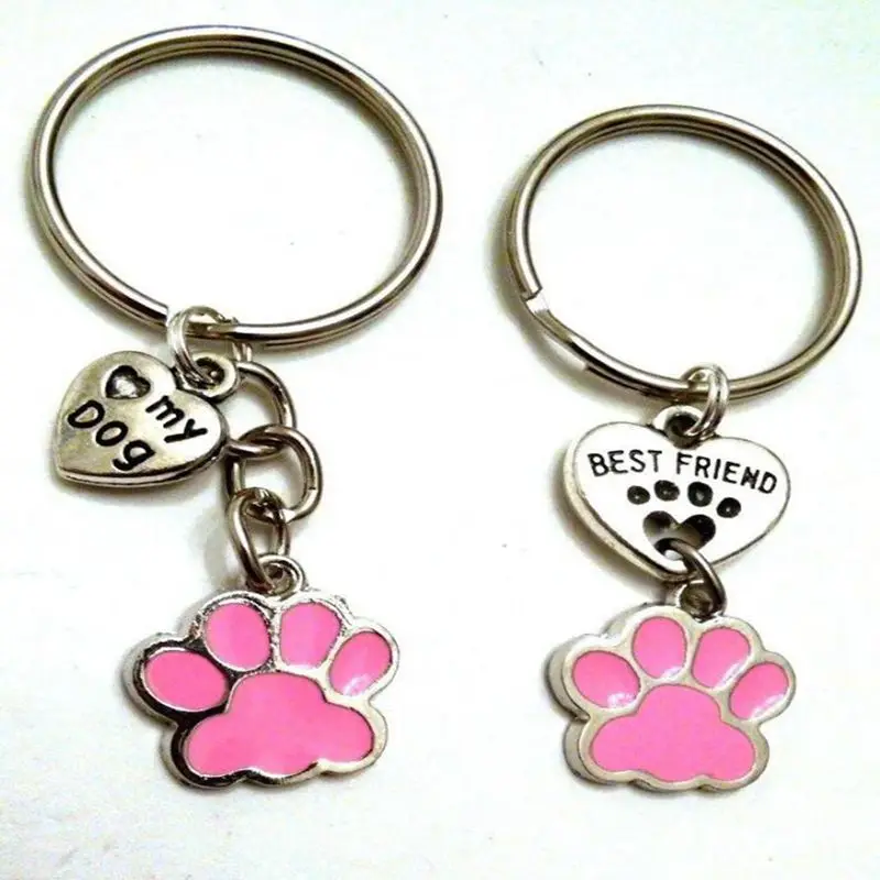 Best Friends Heart Dog Bear Paw Print I Love My Keychain For Keys Car Bag Key Chain Handbag Couple Ring Gift Jewelry | Украшения и