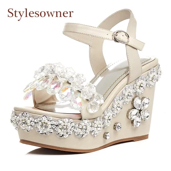 Stylesowner handmade luxury rhinestones women summer sandals crystal fringe buckle platform wedge heel women wedding shoes
Stylesowner handmade luxury rhinestones women summer sandals crystal fringe buckle platform wedge heel women wedding shoes