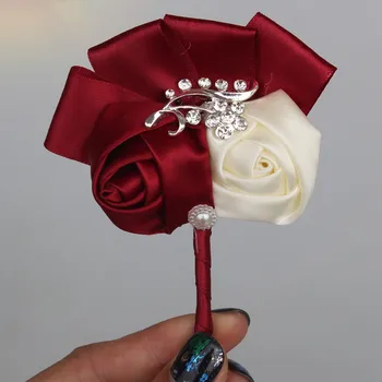 Best Man Groom Boutonniere Ivory Wine Red Satin Rose Flower Corsage Wedding Party Prom Man Suit Brooch Flowers de novia XH1317-5
Best Man Groom Boutonniere Ivory Wine Red Satin Rose Flower Corsage Wedding Party Prom Man Suit Brooch Flowers de novia XH1317-5