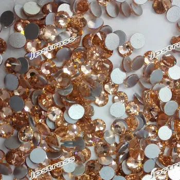 

Non hot-fix nail stones size 5mm lt topaz color with 1440 pcs each pack ;flat back non hot fix crystal directly sale