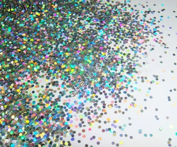 

50g 1mm(1/24")Holographic Laser Silver Glitter Dazzling Hexagon nail Paillette Spangle Shape for Nail Art Crafts and nail poish