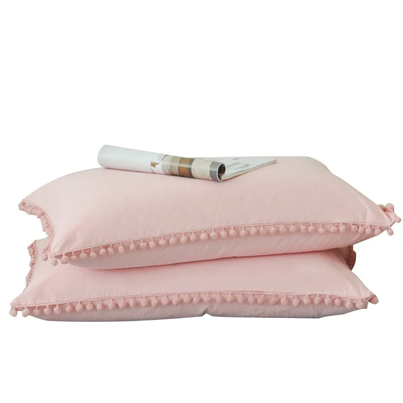 Cilected Solid Cotton Pillowcase Home Bedding Super Soft Pom Pillow Cover Wedding Gift Design Pillow Case For Couple Him Her 2pc
Cilected Solid Cotton Pillowcase Home Bedding Super Soft Pom Pillow Cover Wedding Gift Design Pillow Case For Couple Him Her 2pc