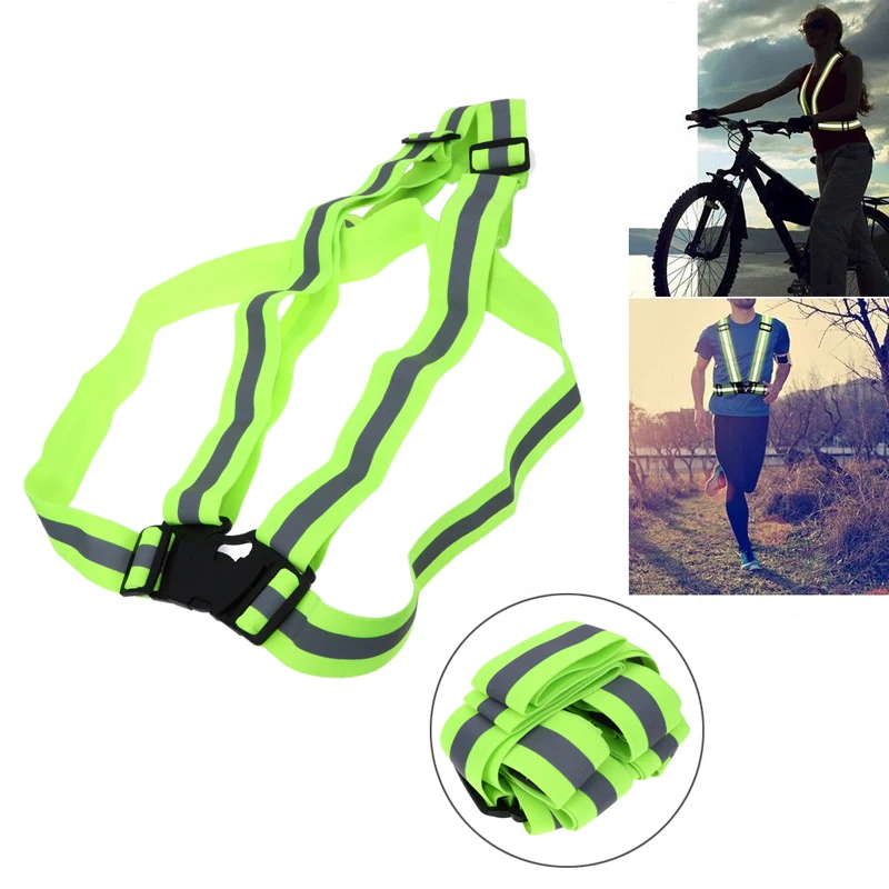 Image Multi Function Adjustable Safety Visibility Reflective Vest Gear Stripes For Outdoor Night Running Riding Hiking Practical Vest