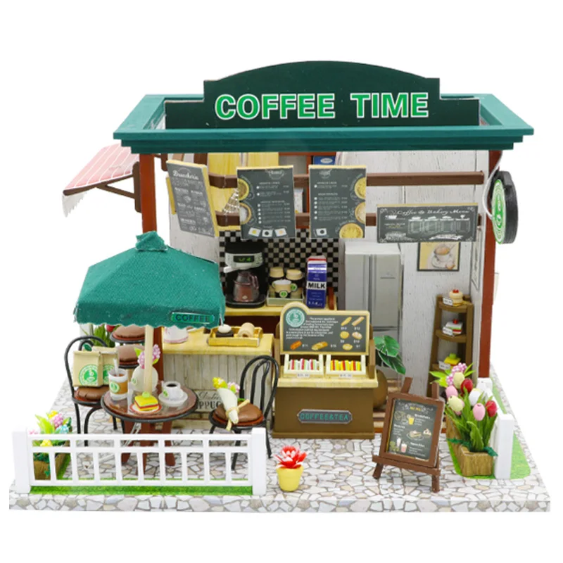 Doll House Miniature Diy Dollhouse With Furnitures Wooden Coffee Time Shop House Toys For Children Girls Birthday Christmas Gi
Doll House Miniature Diy Dollhouse With Furnitures Wooden Coffee Time Shop House Toys For Children Girls Birthday Christmas Gi