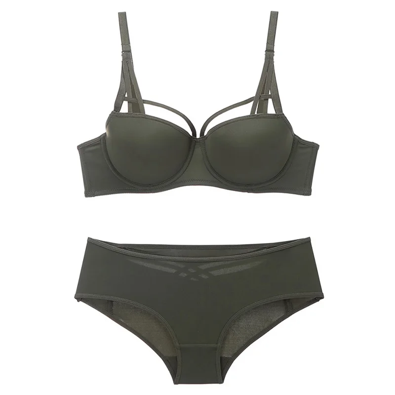 Sexy Seamless Bra and panty set Lingerie Strappy Solid Push up underwire underwear women Army Green Intimates Hollow out panty
Sexy Seamless Bra and panty set Lingerie Strappy Solid Push up underwire underwear women Army Green Intimates Hollow out panty