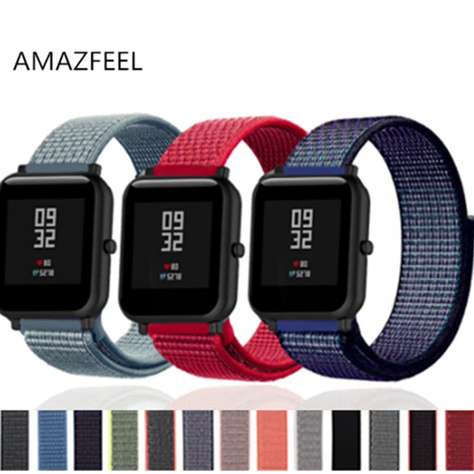 AMAZFEEL новый 20 мм оригинальный нейлоновый ремешок на липучке для xiaomi huami Amazfit Bip BIT