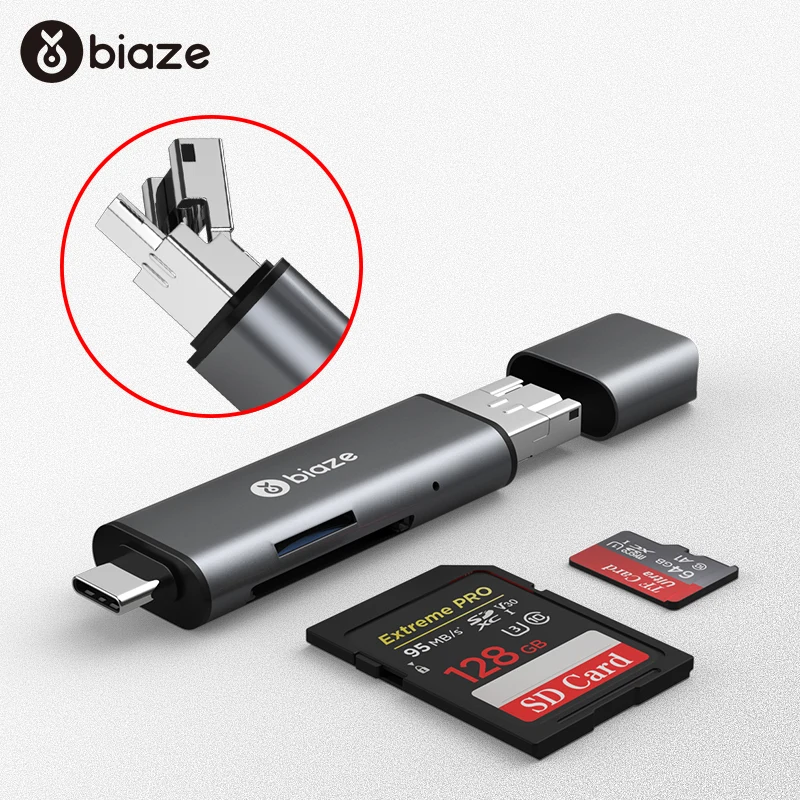 Biaze USB-C Card Reader USB 2.0 Micro SD TF Cards OTG Memory Card Adapter for PC Laptop Phones Type C Micro USB SD Card Reader
Biaze USB-C Card Reader USB 2.0 Micro SD TF Cards OTG Memory Card Adapter for PC Laptop Phones Type C Micro USB SD Card Reader