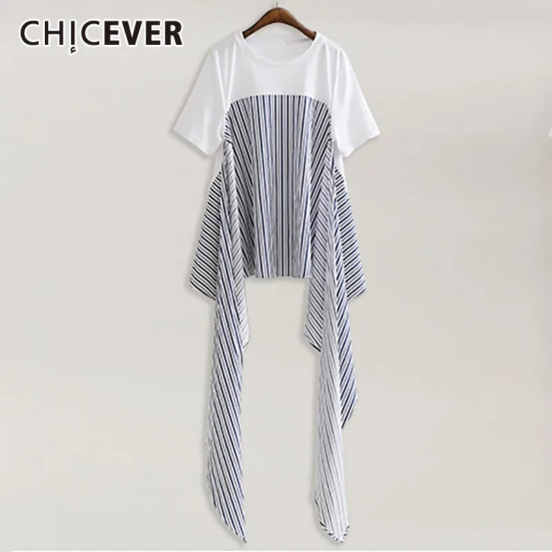 CHICEVER Summer Korean Striped Patchwork Hem Irregular Clothing Women O Neck Short Sleeve Slim T Shirt Female 2019 Fashion New
CHICEVER Summer Korean Striped Patchwork Hem Irregular Clothing Women O Neck Short Sleeve Slim T Shirt Female 2019 Fashion New