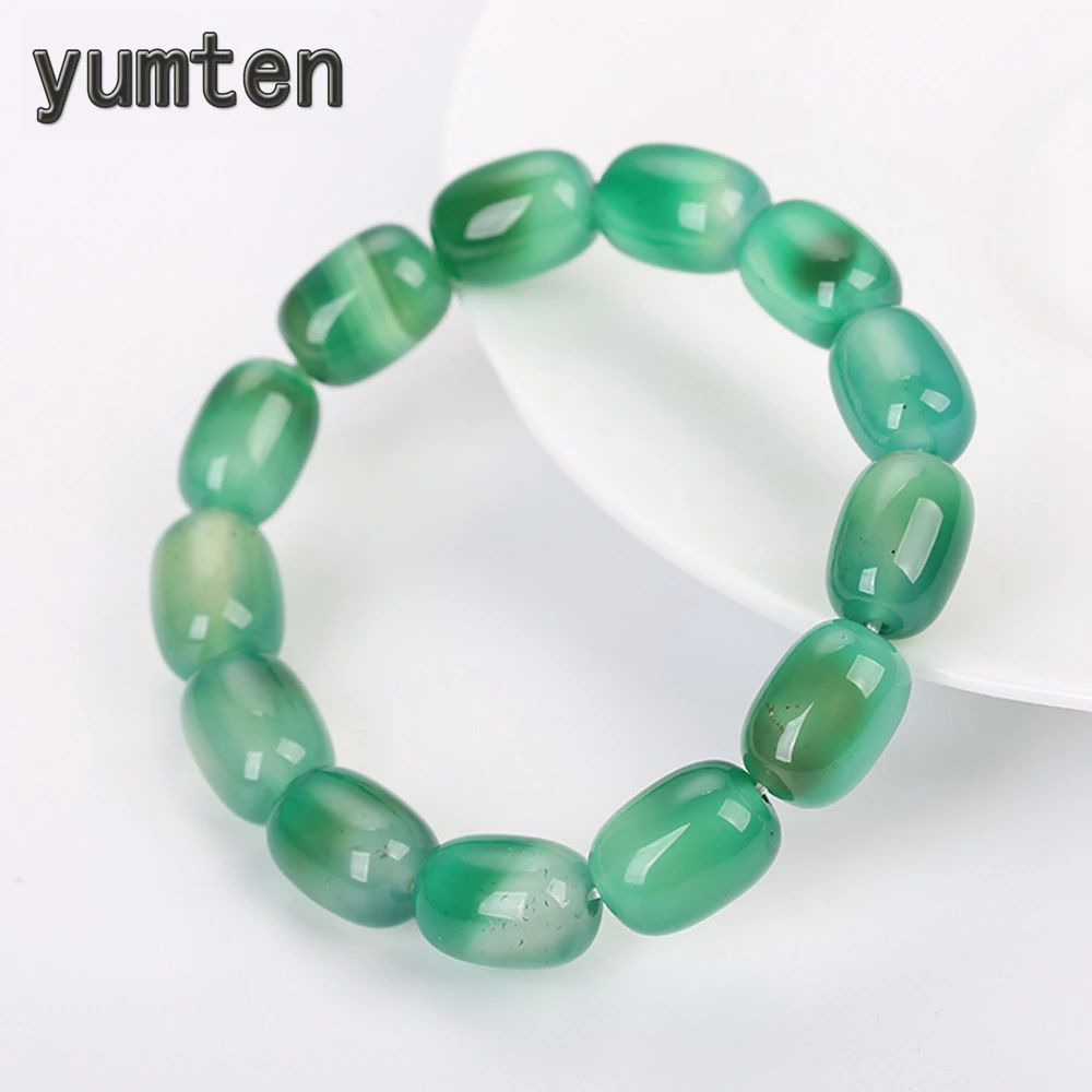 Yumten зеленый нефритовый браслет идеальные натуральные драгоценные камни