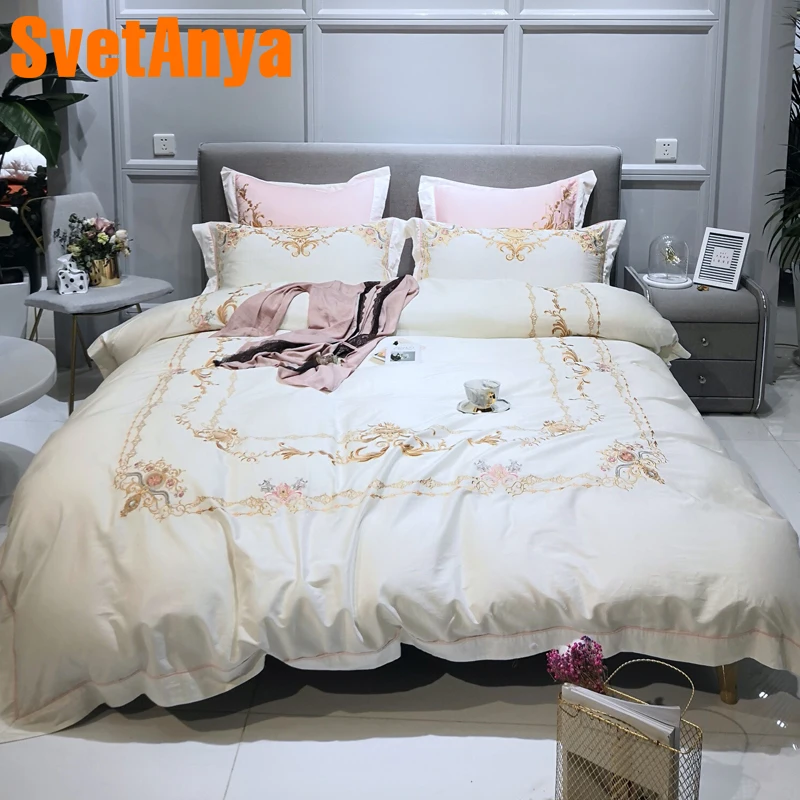 Svetanya Royal Style Embroidered Bedding Sets Queen King Size Bedlinen egyptian Cotton ( Sheet Pillowcase Duvet Cover Set )
Svetanya Royal Style Embroidered Bedding Sets Queen King Size Bedlinen egyptian Cotton ( Sheet Pillowcase Duvet Cover Set )